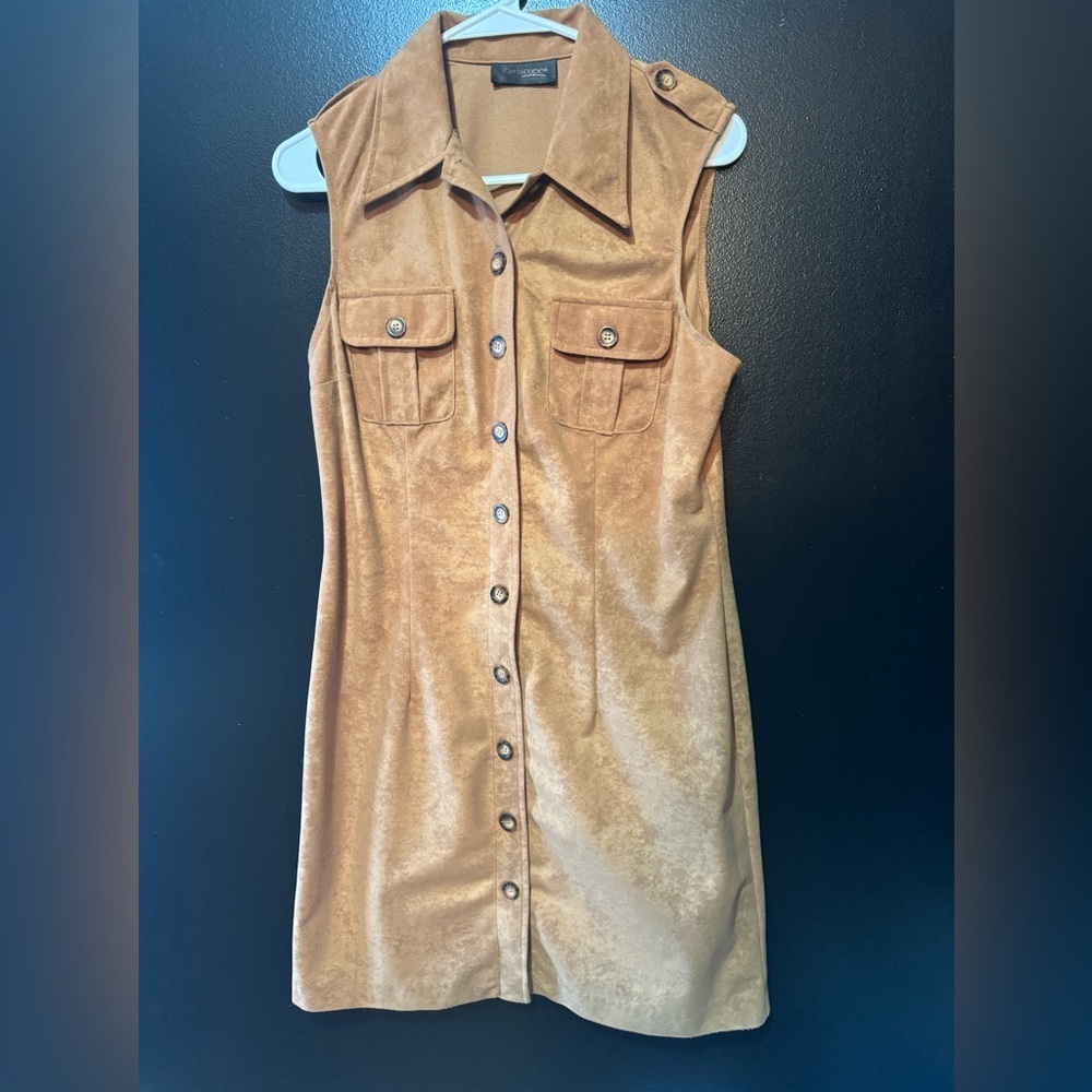 Cute dress, faux suede look.